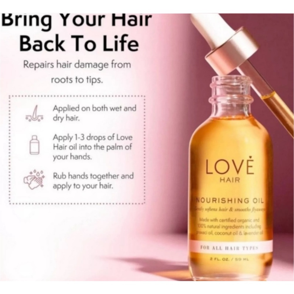 LOVE Hair Nourishing Oil 2 fl oz Organic Cruelty Free All Natural Vegan Oil - Picture 2 of 10